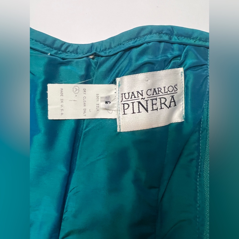 Juan Carlos Pinera Silk Corset Top Ruffle Detail Blue Size Small Vintage Bustier - Picture 8 of 8